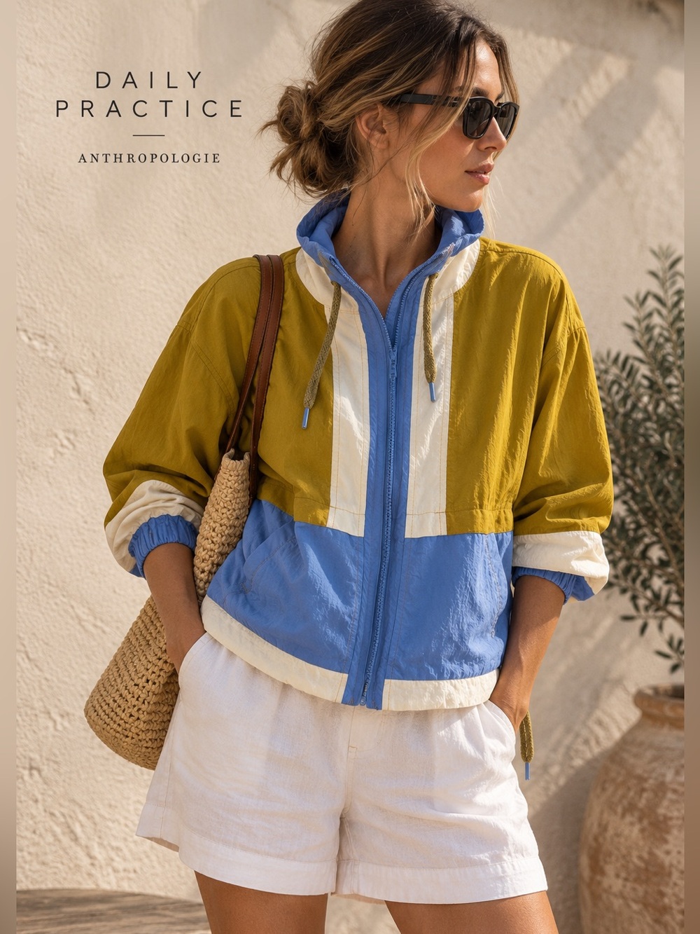 Anthropologie Daily Practice Colorblock Mixed Media Jacket